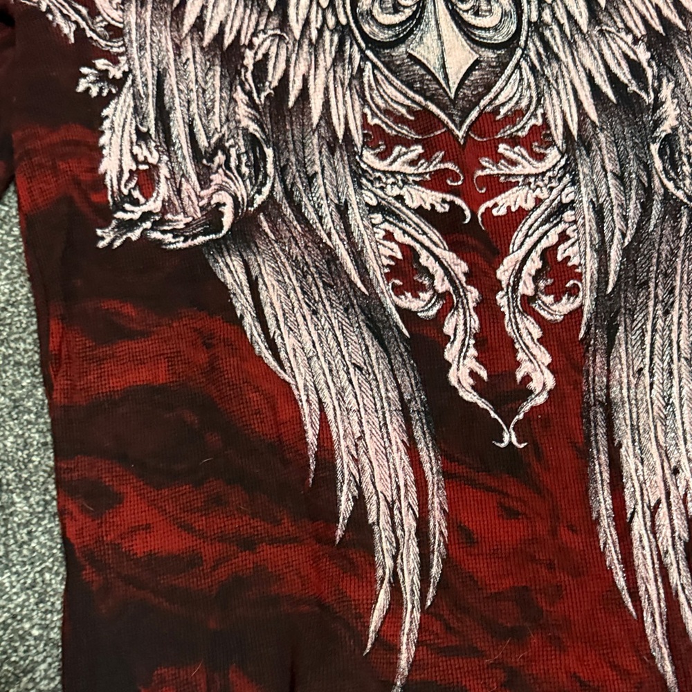 Affliction Red and Black Long Sleeve thermal Top men - Picture 8 of 8
